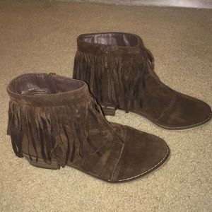 Suede fringe booties